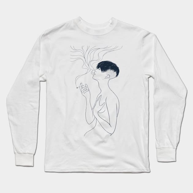 Smoking Long Sleeve T-Shirt by mikekoubou